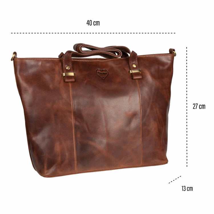 BenBag-Set 2: Shopper Tasche Cognac (5-teiliges Set, Premium-Leder)