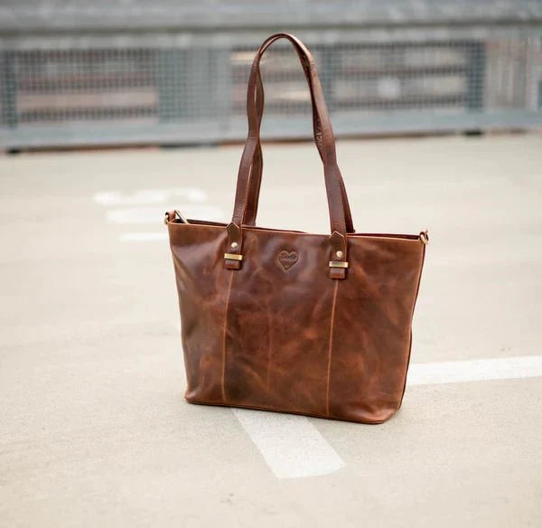 BenBag-Set 2: Shopper Tasche Cognac (5-teiliges Set, Premium-Leder)