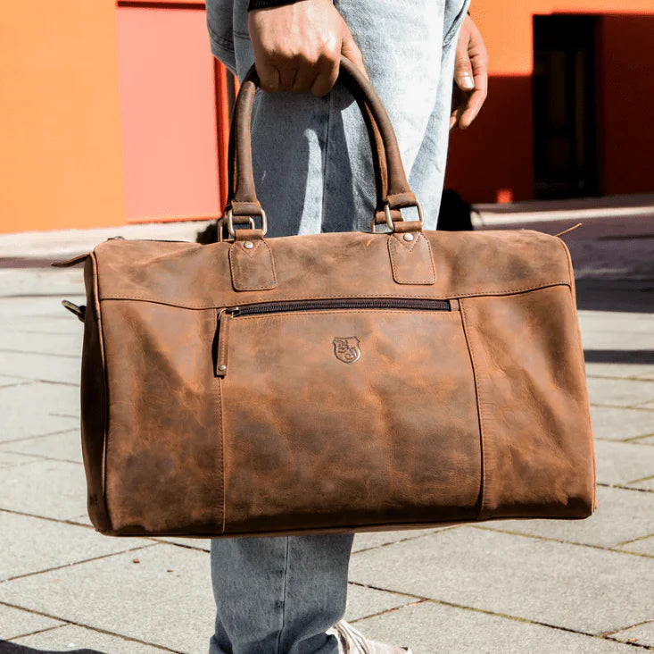 BenBag-Set 4: Gym Tasche Braun (5-teiliges Set, Premium-Leder)