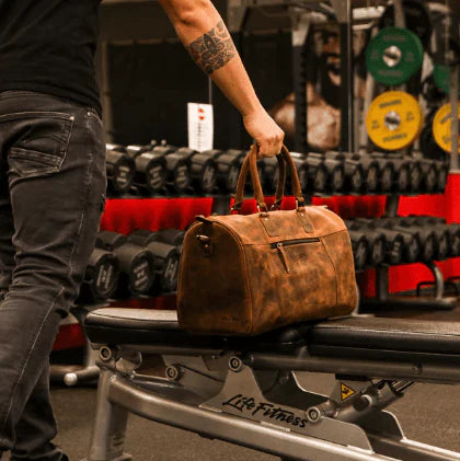 BenBag-Set 4: Gym Tasche Braun (5-teiliges Set, Premium-Leder)