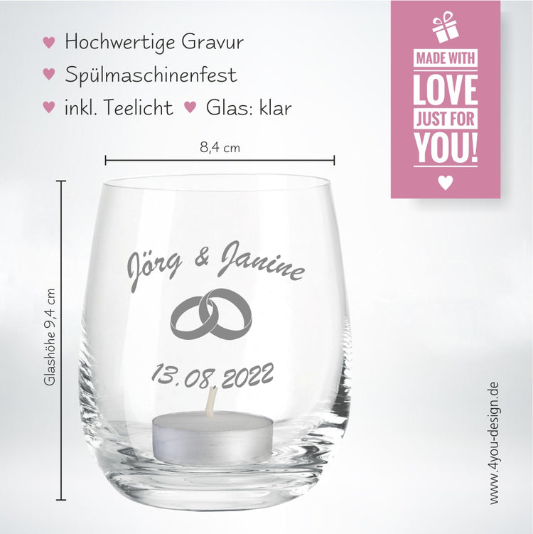 Windlicht zur Hochzeit - personalisiert