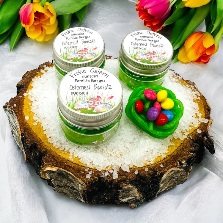3er Set - Osternest Bausatz aus Fruchtgummi - personalisierbar