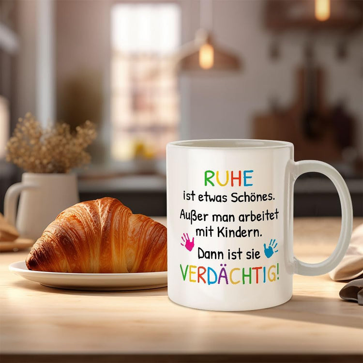 Tasse - Verdächtig - Abschiedsgeschenk für Erzieher