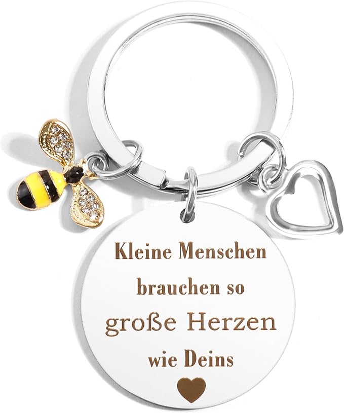 Schlüsselanhänger für Erzieher - Kleine Menschen brauchen so große Herzen wie Deins