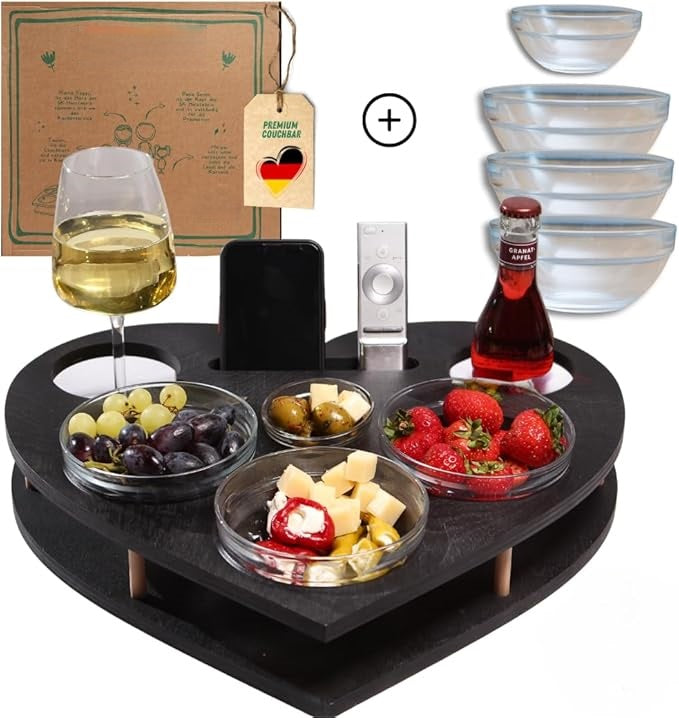 Herz Couchbar mit Glasschalen - Snackbar - personalisierbar