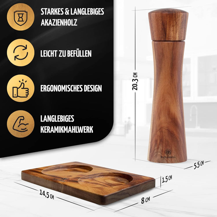 BUTLERBELL® Salz und Pfeffermühle Holz als Hochzeitsgeschenk