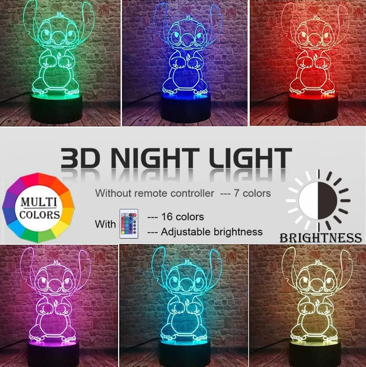 Stich - 3D Lampe - Nachtlicht in 16 Farben