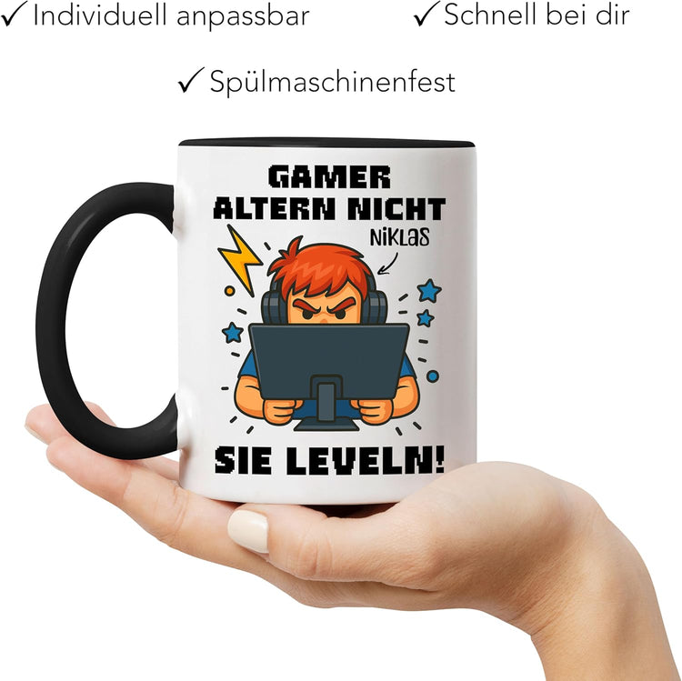 Gamer Tasse - Gamer altern nicht - sie leveln
