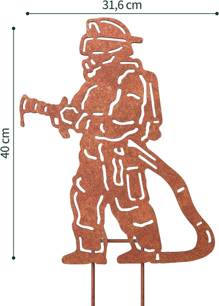 Feuerwehrmann Gartendeko Rost