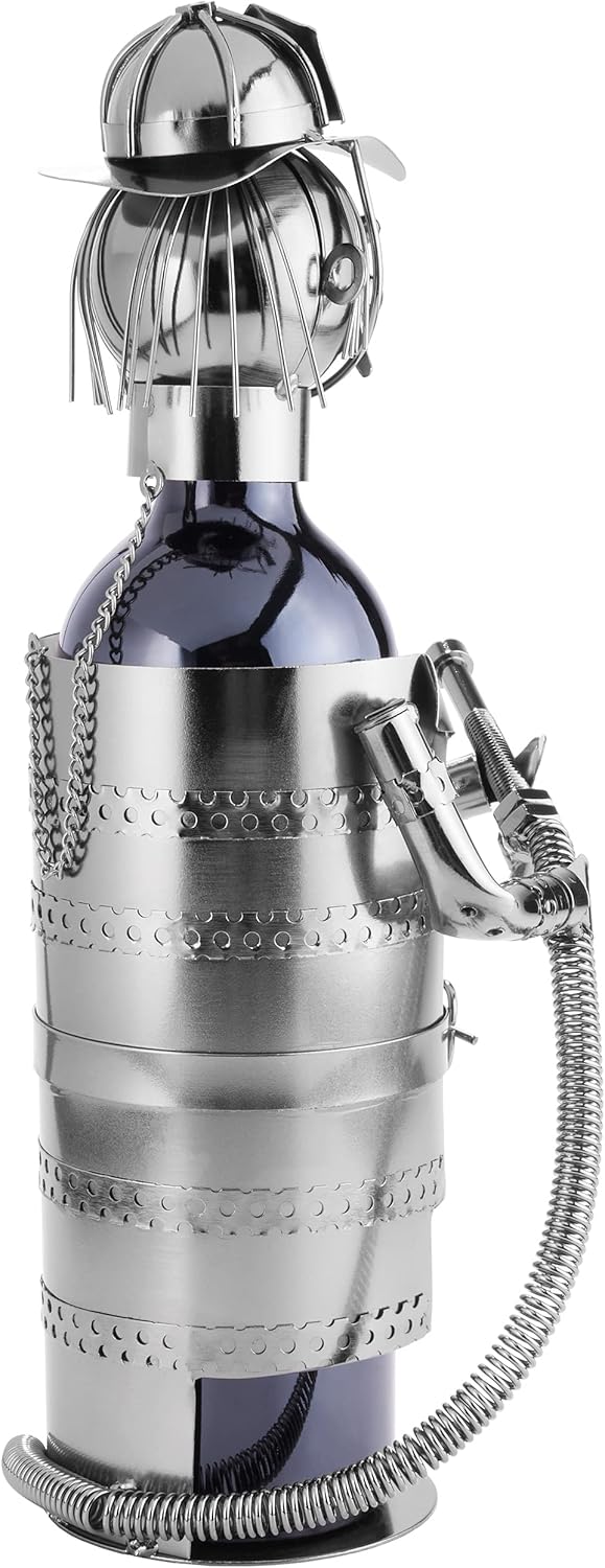 Flaschenhalter Feuerwehrmann Metall Skulptur