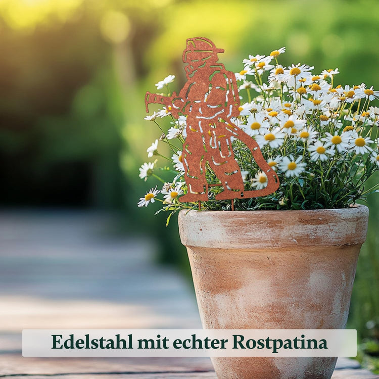Feuerwehrmann Gartendeko Rost