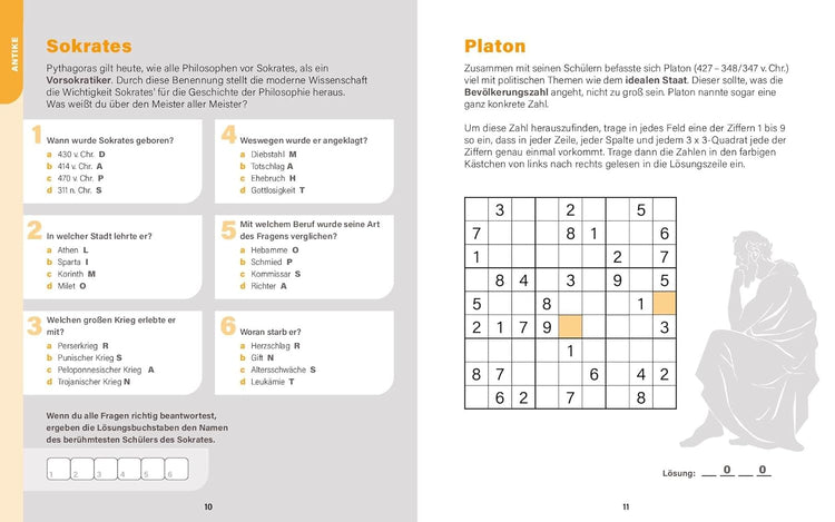 Die großen Philosophen - Wissen in Rätseln: Rätselbuch für Erwachsene