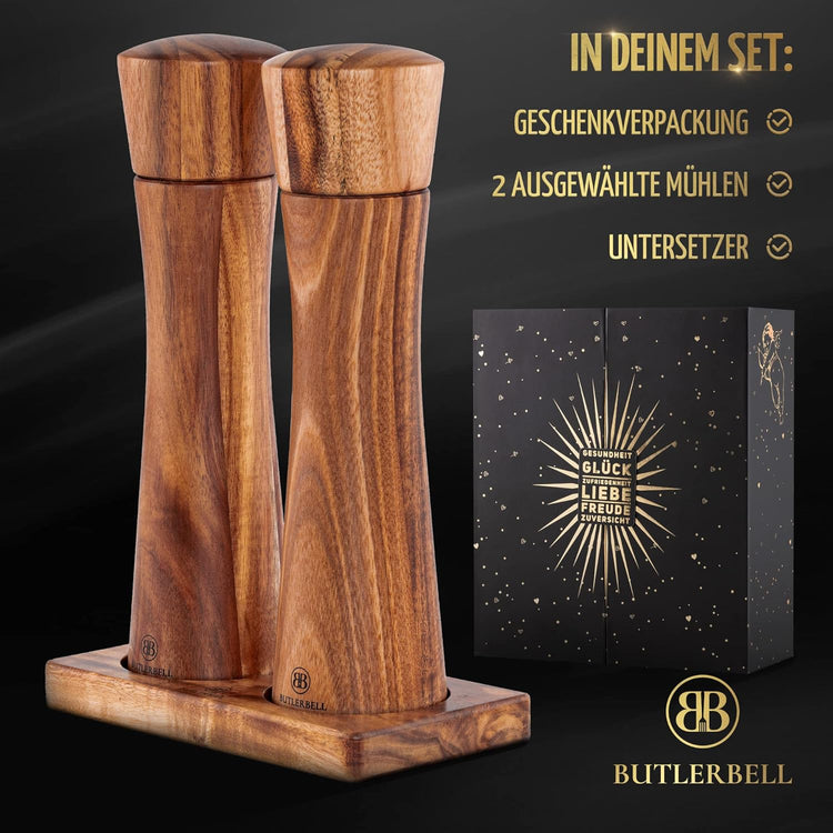 BUTLERBELL® Salz und Pfeffermühle Holz als Hochzeitsgeschenk