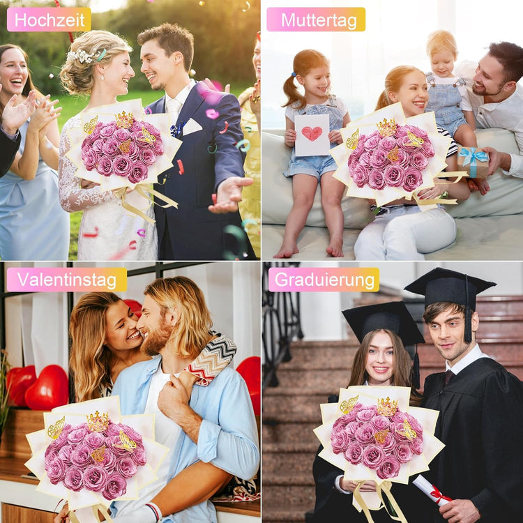 DIY Glitzer-Rosenstrauß - 24er Rosen Bouquet