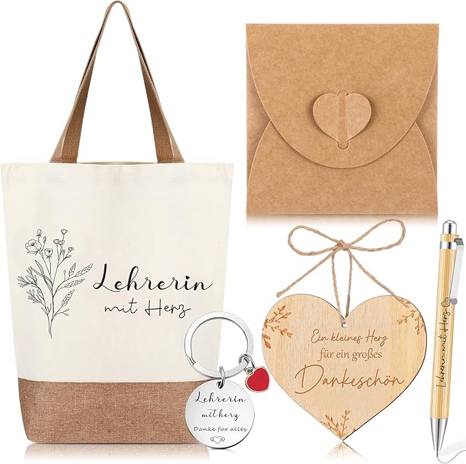 Lehrer Abschiedsgeschenk-Set - Lehrerin mit Herz