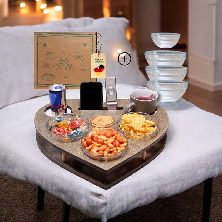 Herz Couchbar mit Glasschalen - Snackbar - personalisierbar