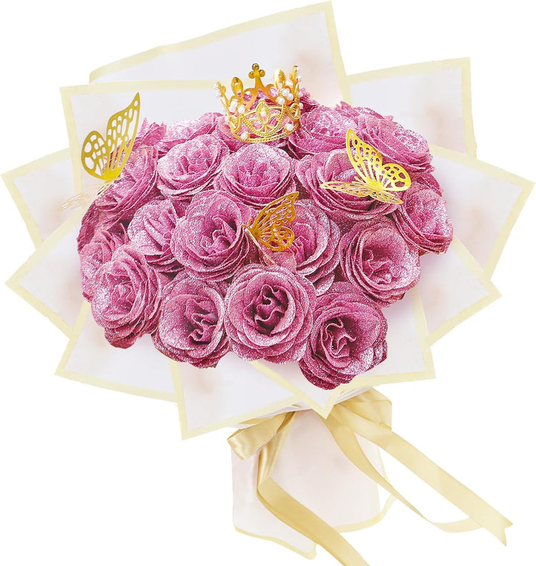 DIY Glitzer-Rosenstrauß - 24er Rosen Bouquet