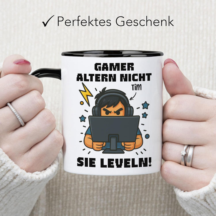 Gamer Tasse - Gamer altern nicht - sie leveln