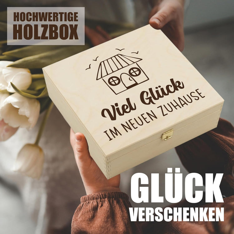 Hufeisen Geschenk in Holzbox Viel Glück im neuen Zuhause