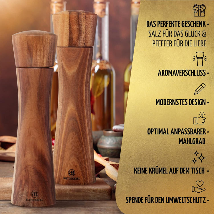BUTLERBELL® Salz und Pfeffermühle Holz als Hochzeitsgeschenk