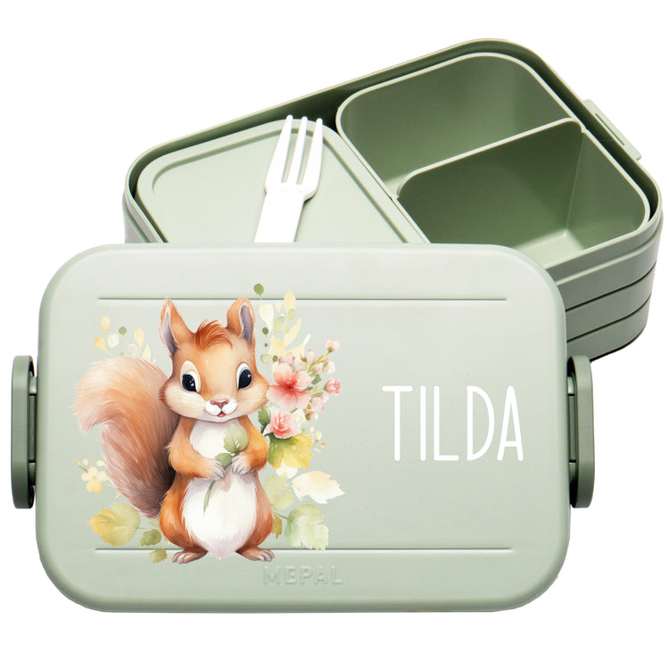 Mepal Lunchbox Midi Tiere mit Blumen personalisiert