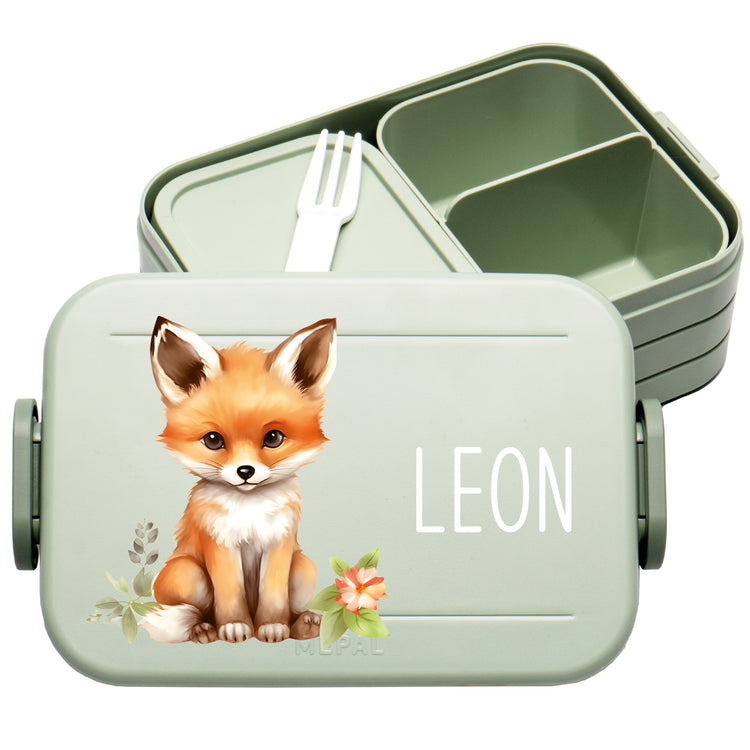 Mepal Lunchbox Midi Tiere mit Blumen personalisiert