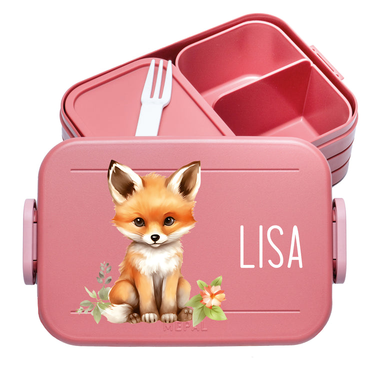 Mepal Lunchbox Midi Tiere mit Blumen personalisiert