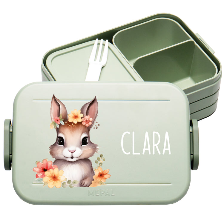 Mepal Lunchbox Midi Tiere mit Blumen personalisiert