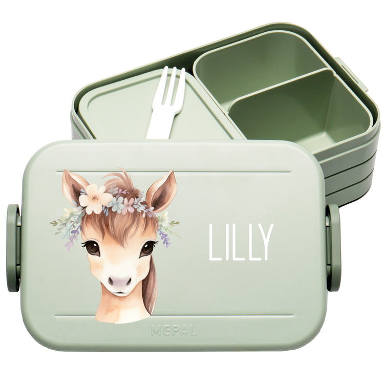 Mepal Lunchbox Midi Tiere mit Blumen personalisiert