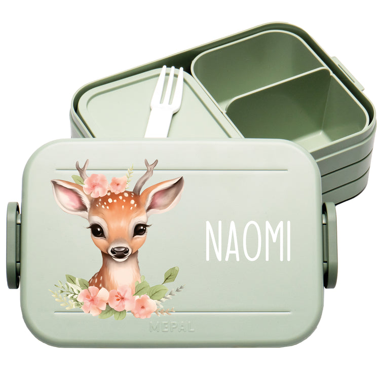 Mepal Lunchbox Midi Tiere mit Blumen personalisiert