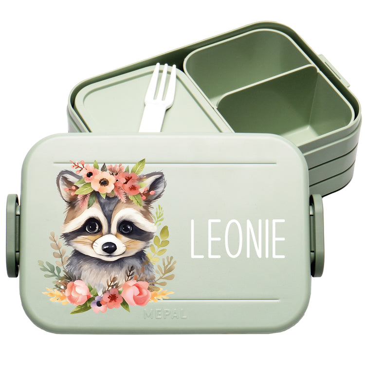 Mepal Lunchbox Midi Tiere mit Blumen personalisiert