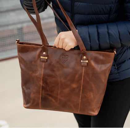 BenBag-Set 2: Shopper Tasche Cognac (5-teiliges Set, Premium-Leder)