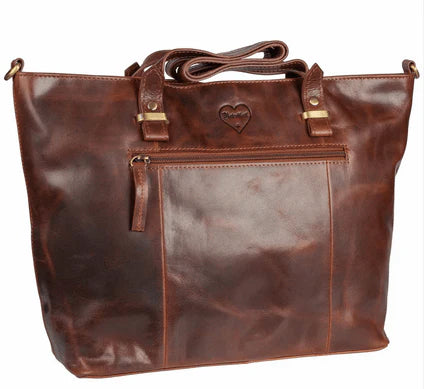 BenBag-Set 2: Shopper Tasche Cognac (5-teiliges Set, Premium-Leder)