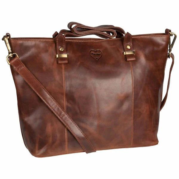 BenBag-Set 2: Shopper Tasche Cognac (5-teiliges Set, Premium-Leder)
