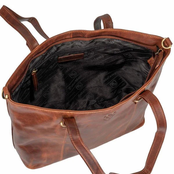 BenBag-Set 2: Shopper Tasche Cognac (5-teiliges Set, Premium-Leder)