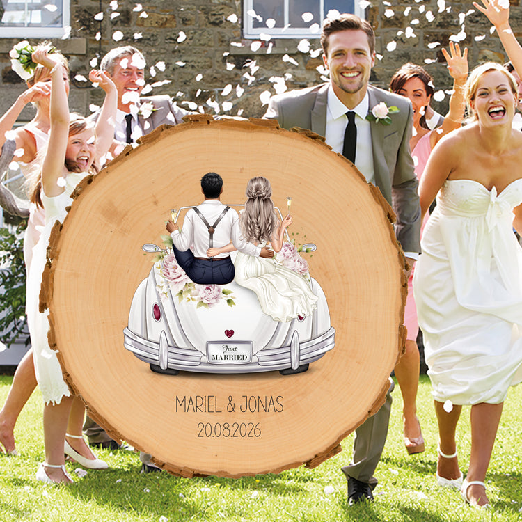 Baumscheibe zur Hochzeit - Hochzeitsauto - personalisierbar (Kopie) - TEST