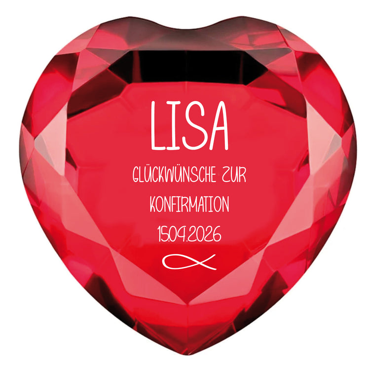 Glasdiamant zur Konfirmation mit Gravur