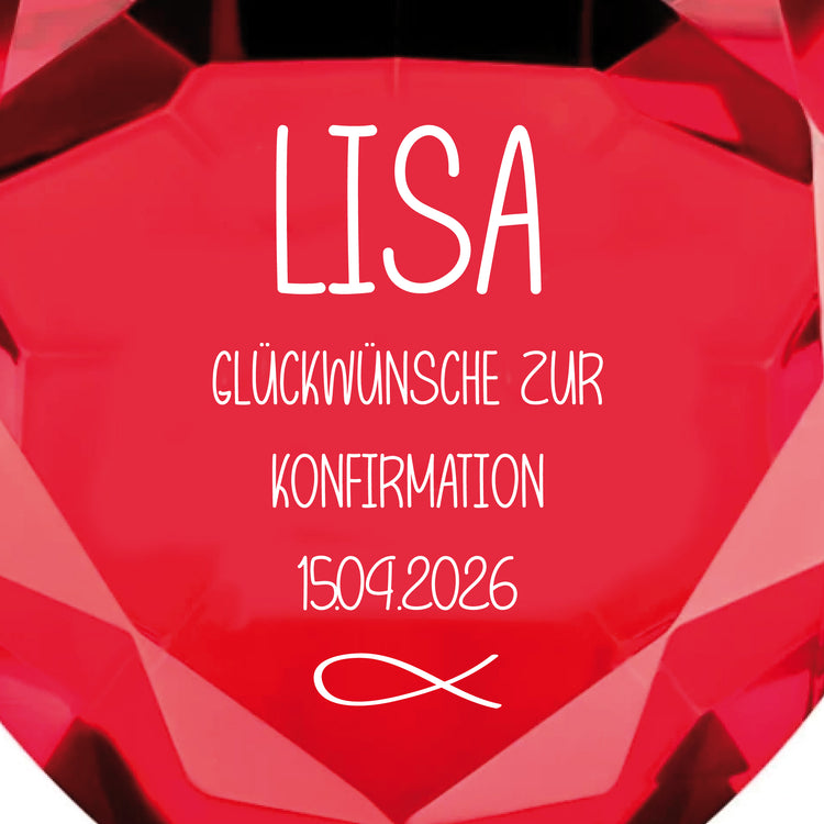 Glasdiamant zur Konfirmation mit Gravur