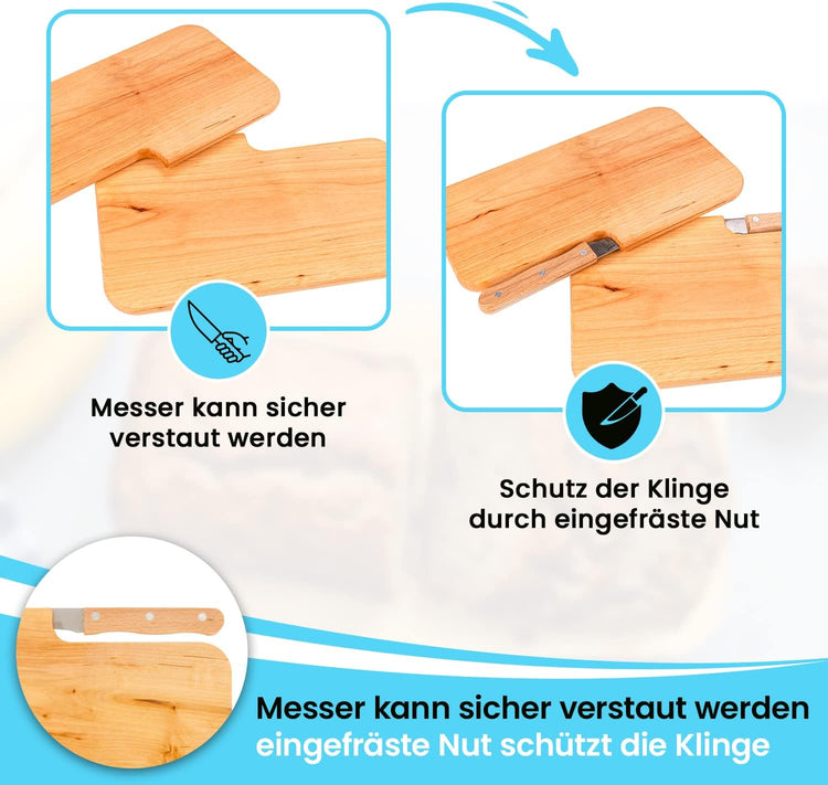 Brotzeitbrett Holz mit Gravur “Feuerwehr” & Messer