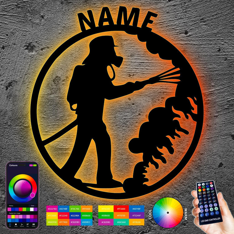 Feuerwehr Schlummerlicht - Nachtlicht Feuerwehrmann mit Name