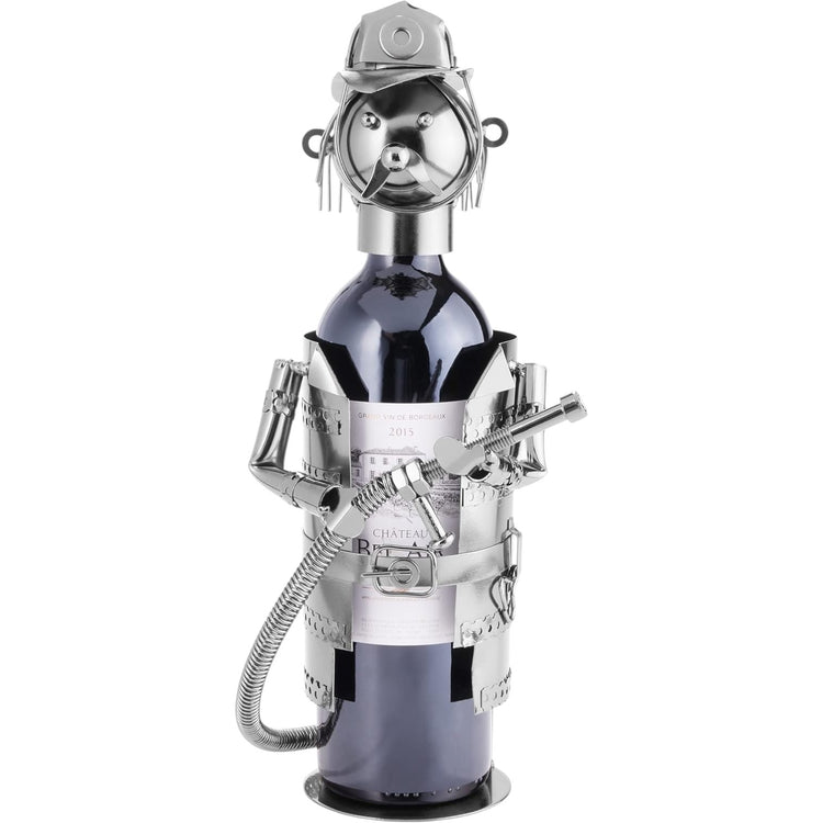 Flaschenhalter Feuerwehrmann Metall Skulptur