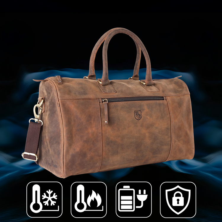 BenBag-Set 4: Gym Tasche Braun (5-teiliges Set, Premium-Leder)