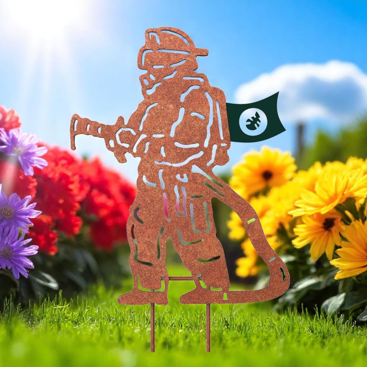 Feuerwehrmann Gartendeko Rost