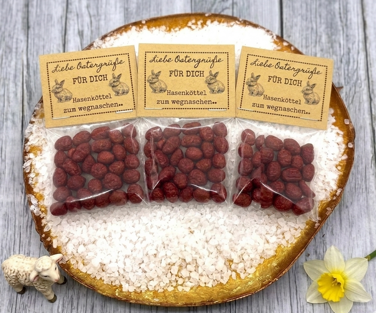 3er-Set Hasenköttel - knusprige gebrannte Mandel als Ostergeschenk