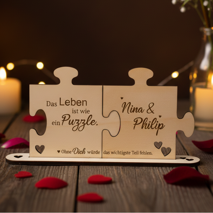 Holz - Puzzleteile Das Leben ist wie ein Puzzle - personalisiert