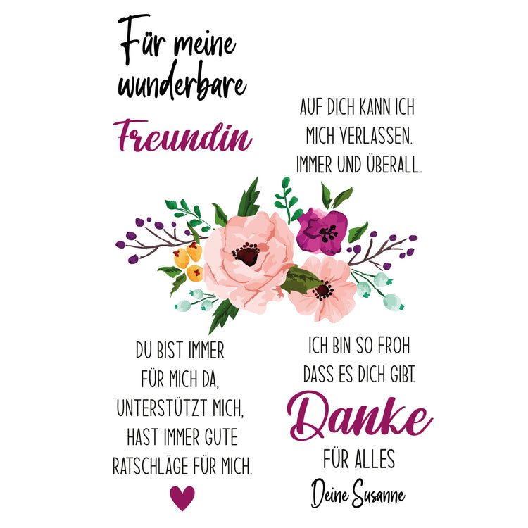 Kerzenhalter Set - Wunderbare Freundin + Wunschname