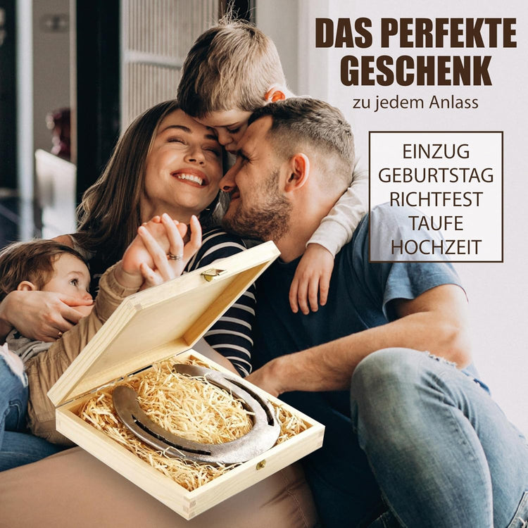 Hufeisen Geschenk in Holzbox Glück kann man nicht kaufen