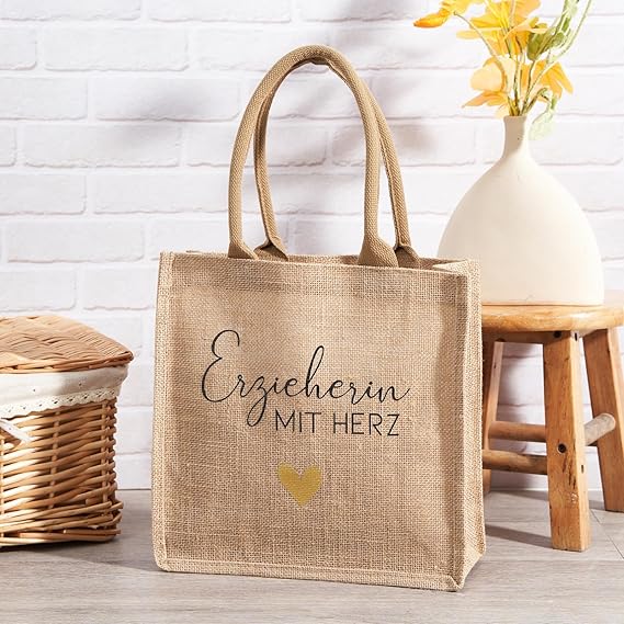 Jutebeutel - Erzieherin mit Herz - Abschiedsgeschenk Kita