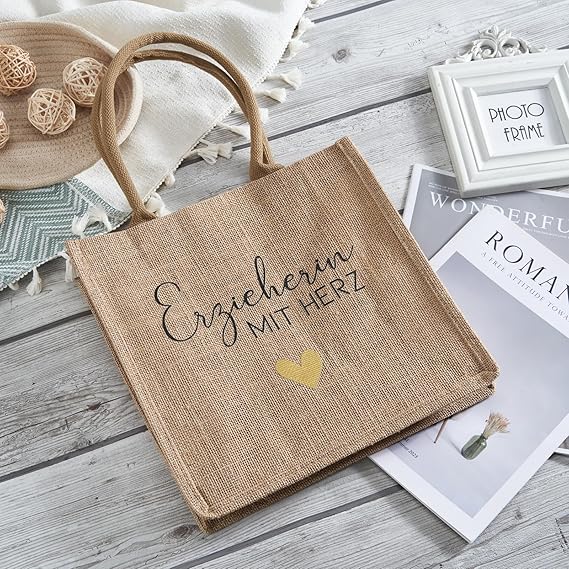 Jutebeutel - Erzieherin mit Herz - Abschiedsgeschenk Kita