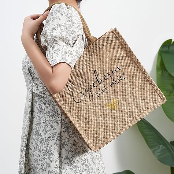 Jutebeutel - Erzieherin mit Herz - Abschiedsgeschenk Kita
